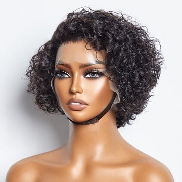 Natural Black Straight Bob Side Part Lace Closure Wig